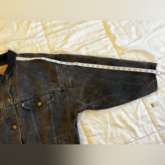 RARE VTG Made In The USA Levi’s Denim Long Trucker Jacket Coat Corduroy Collar - Picture 14 of 15